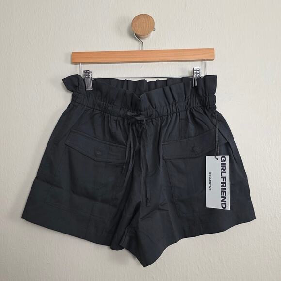 girlfriend collective Pants - Girlfriend Collective Mercer Camp High Waist Paperbag Short Black Medium NWT